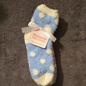 Blue and White Polka Dot Cozy Socks 2 pair